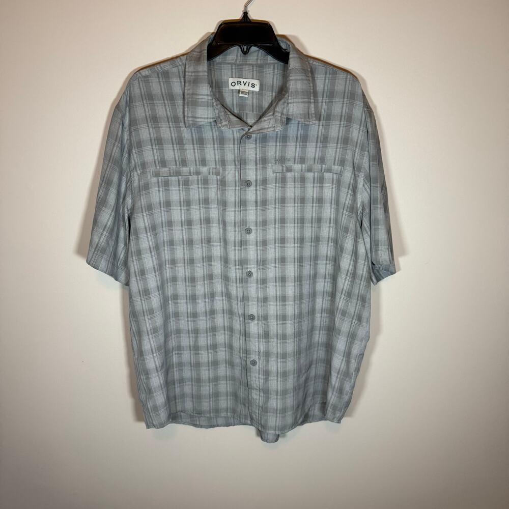 Men’s XL Light Gray Orvis Lightweight Outdoor Casual Breathable Button Up Shirt